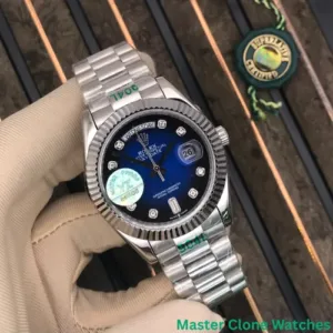 Rolex Day Date Platinum 228396TBR Ice Blue Baguette Index Replica