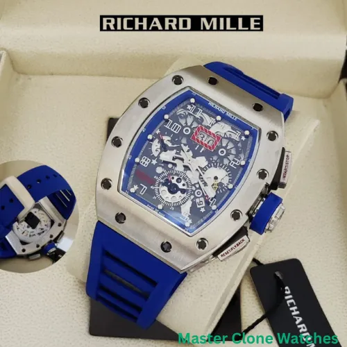 Richard Mille RM011 FM Titanium Chronograph Blue Strap Watch
