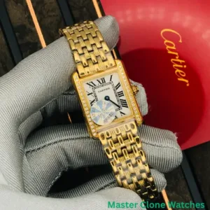 Cartier Silver 18K Yellow Gold Tank LC Women Watches