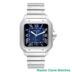 Cartier Santos Blue Dial Steel Mens Watch WSSA0030